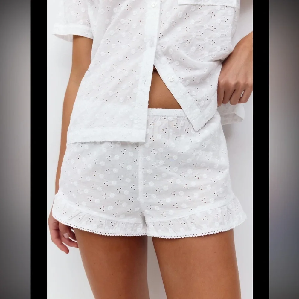 Ralph Lauren Kids White Eyelet Shorts